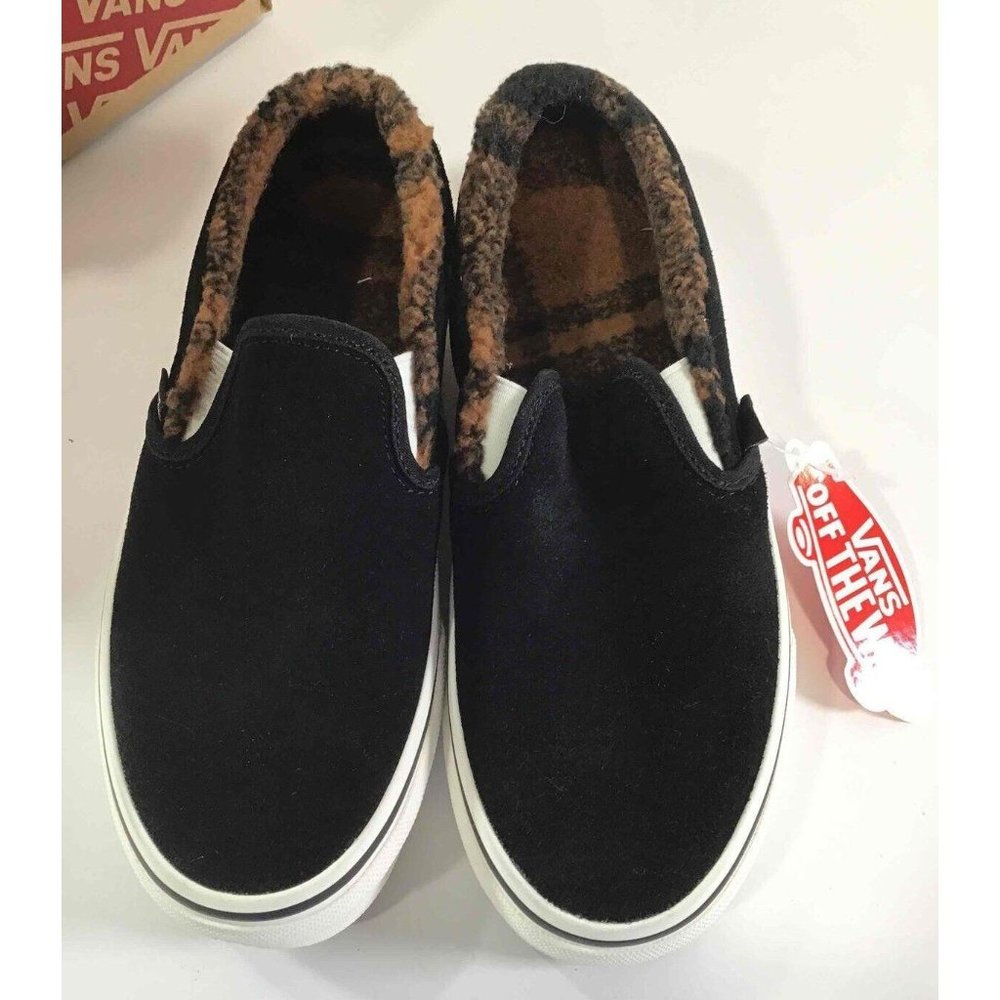 Vans Classic Slip On Sherpa Lined Black Marshmallow Sz. 4.5 Mens/6.5 Women NIB